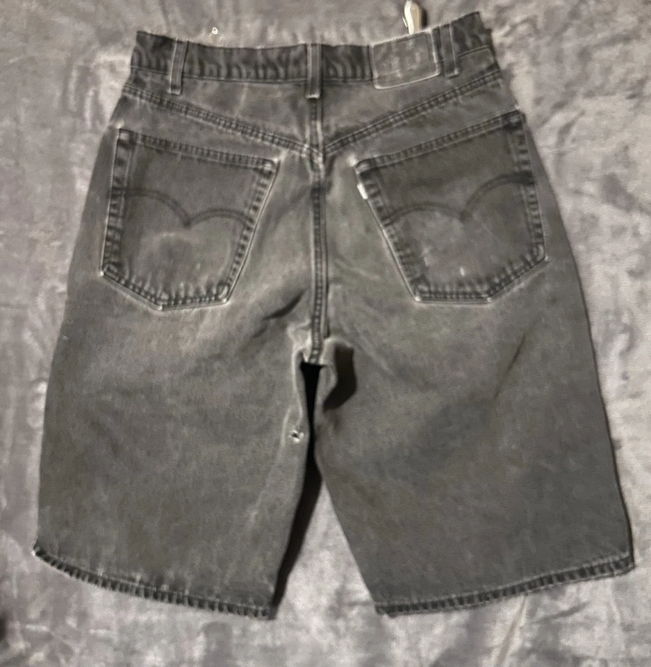 Levis Silvertab Black Jean Shorts Size 32 Baggy Loose Fit Vintage Grunge Skate - Image 2 of 4