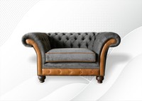 Chesterfield Sessel Stoff Textil Grau Wohnzimmer Design Luxus Polster Neu Modern