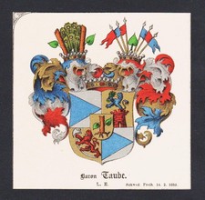 19.Jh. Baron Taube Wappen Heraldik coat of arms heraldry Lithographie