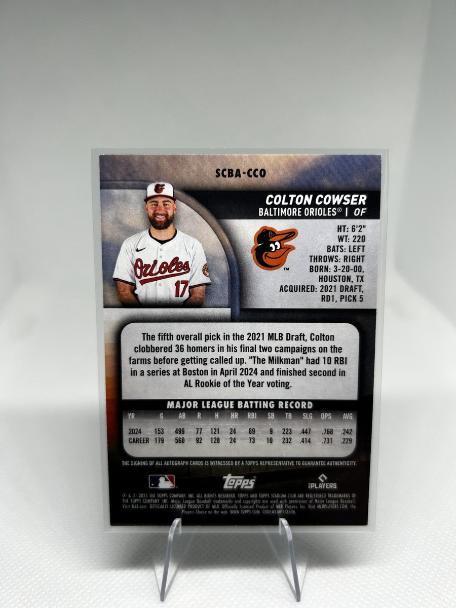 2025 Stadium Club #SCBA-CCO Colton Cowser Base Autographs Gold