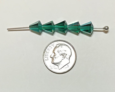 Vintage Swarovski  Crystal Cone Beads #5400 - 6.6x6mm - EMERALD AB - 360 Pieces