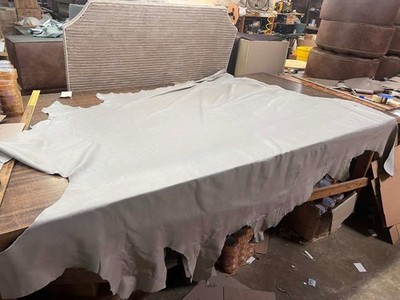 Mushroom Neutral Colored  Leather Hide Upholstery Whole Hide 50 Square Feet