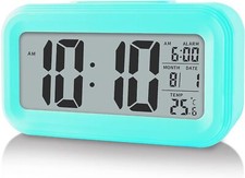 Wecker Digital Alarm Clock LED Zeit Temperatur Laut Kalender Türkis