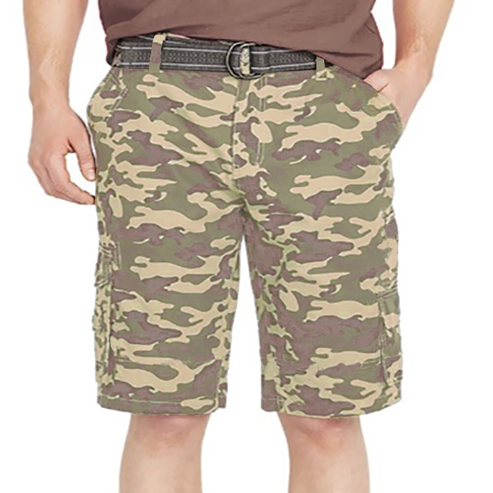 New i Jeans by Buffalo Men's Lightweight Green Camo Cargo Shorts 12