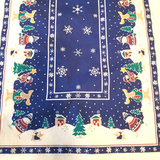 Christmas Winter Snowman Moose Tablecloth 62 x 114 Cotton Blend Rectangle