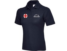 Come On England Embroidered Ladies Football Polo-Shirt St George