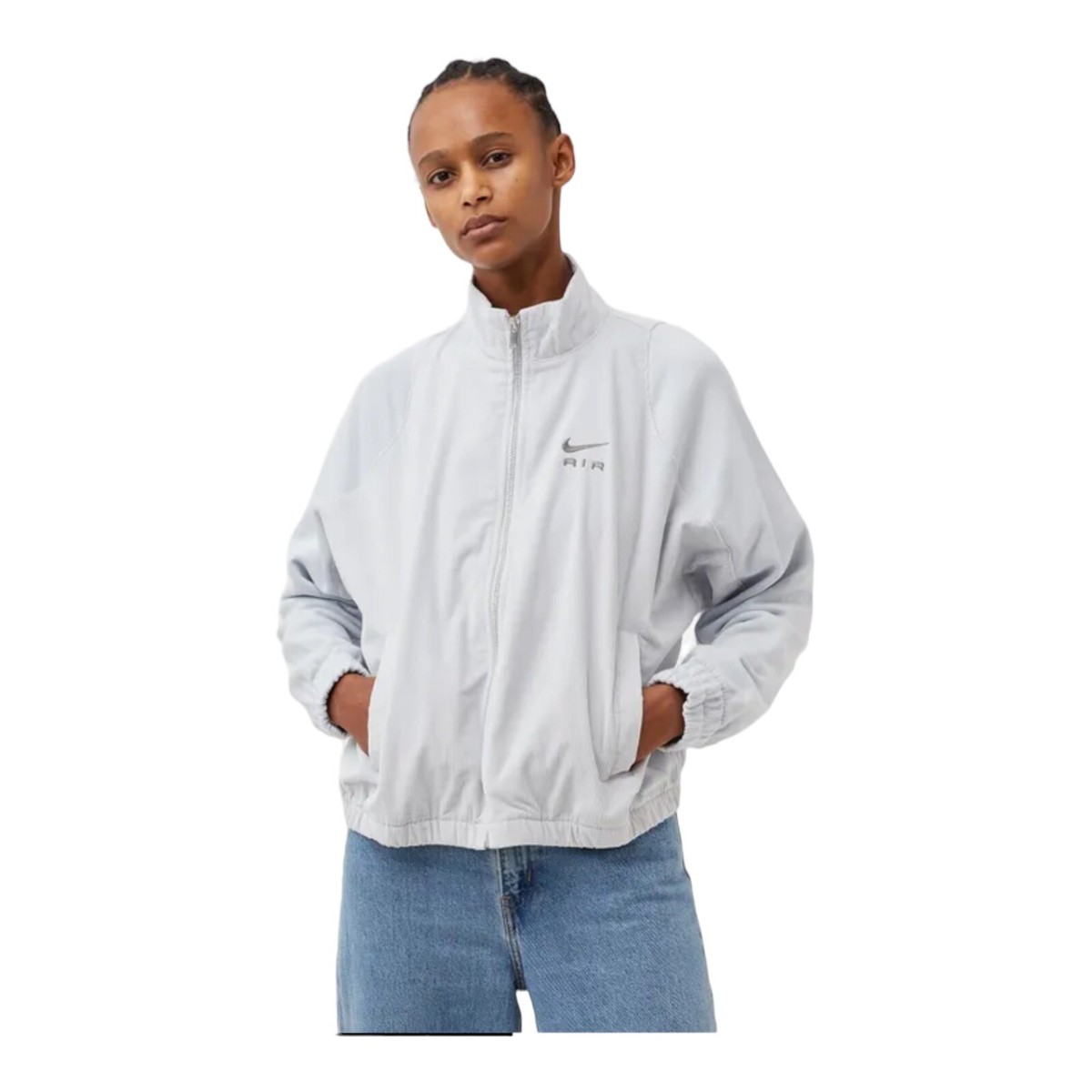 Nike Women's Air Corduroy Fleece Full-Zip Jacket Gray DQ6928-043