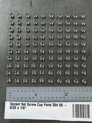 QTY 100 SOCKET SET GRUB SCREW CUP POINT 304 STAINLESS STEEL SCREWS #6-32 X 1/8 