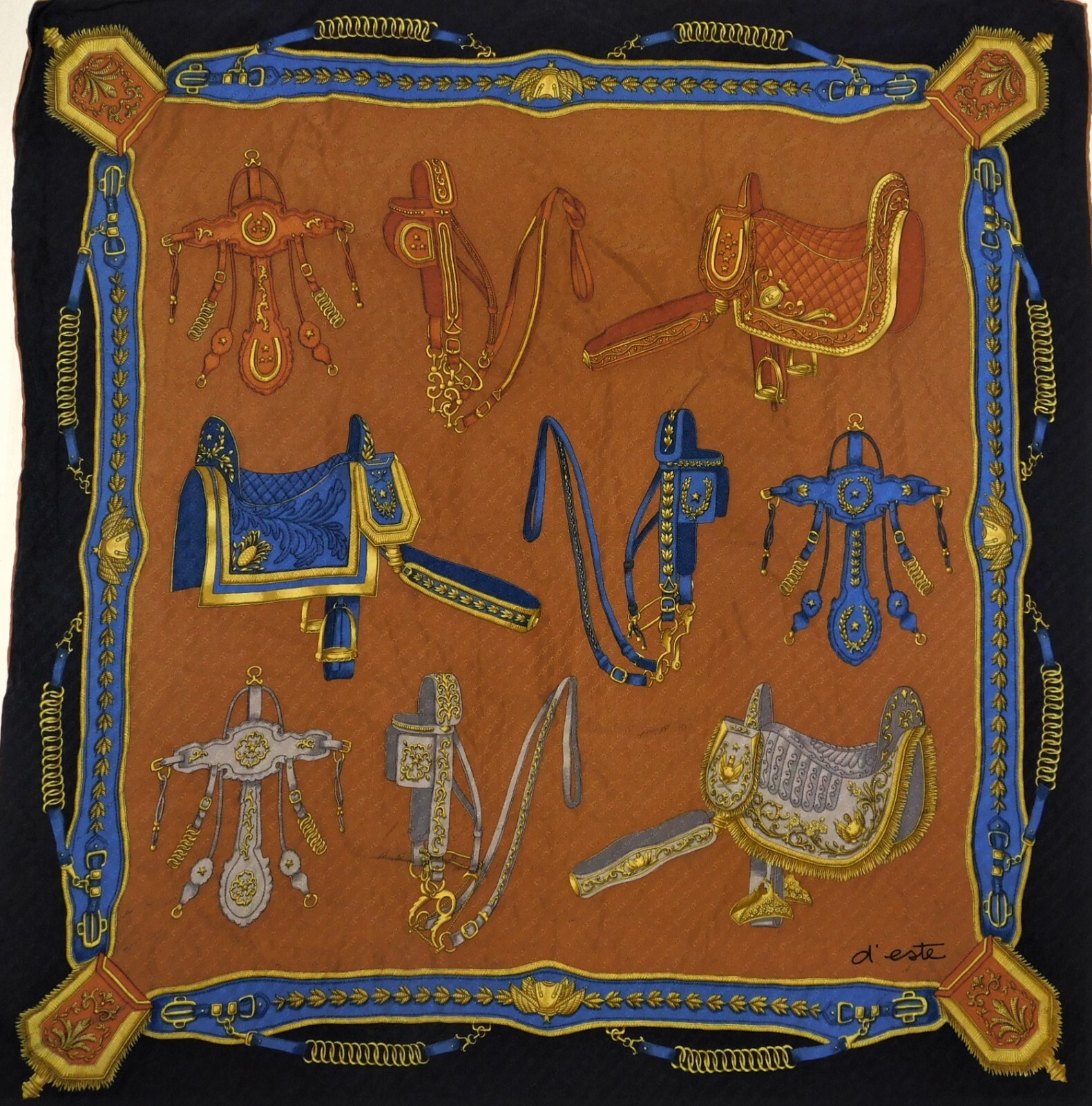 Vintage Pure Silk Scarf by D'Este for Women 86x86cm 1542 Collection-image
