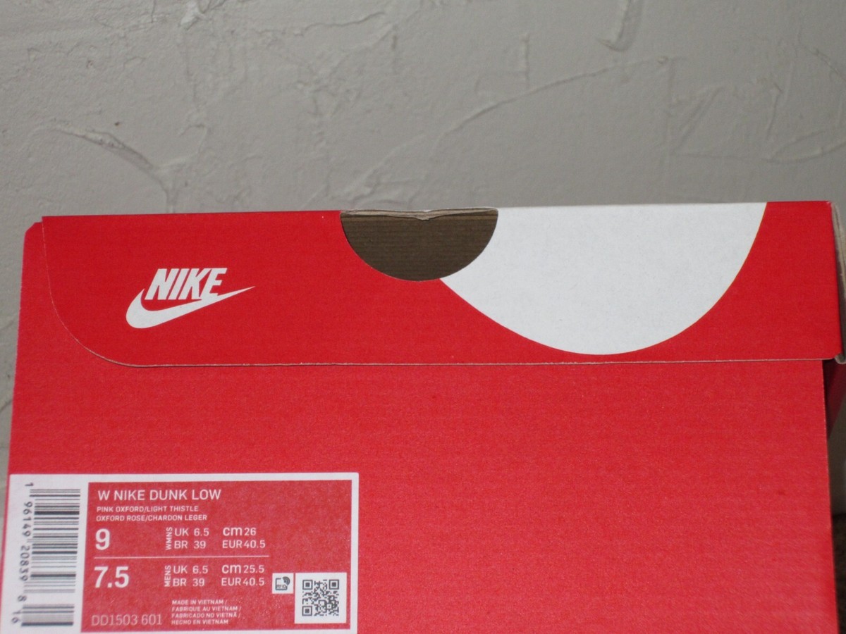 Nike Dunk Low Pink Oxford Light Thistle Women's Size 9 NEW! DD1503