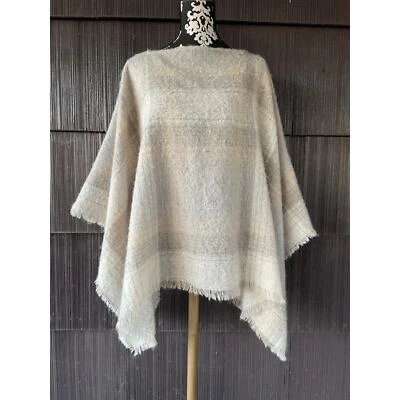 J.Jill Plaided Gray Cream Poncho Size S to L Bohemian Lagenlook - Image 1 of 4
