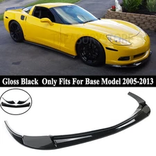 For Corvette C6 Base Model 05-13 ZR1 Style Gloss Black Front Bumper Lip Splitter