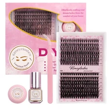 DIY EyeLash Extension Kit 30D-50D Cluster Lashes Fluffy New Formula No Seal