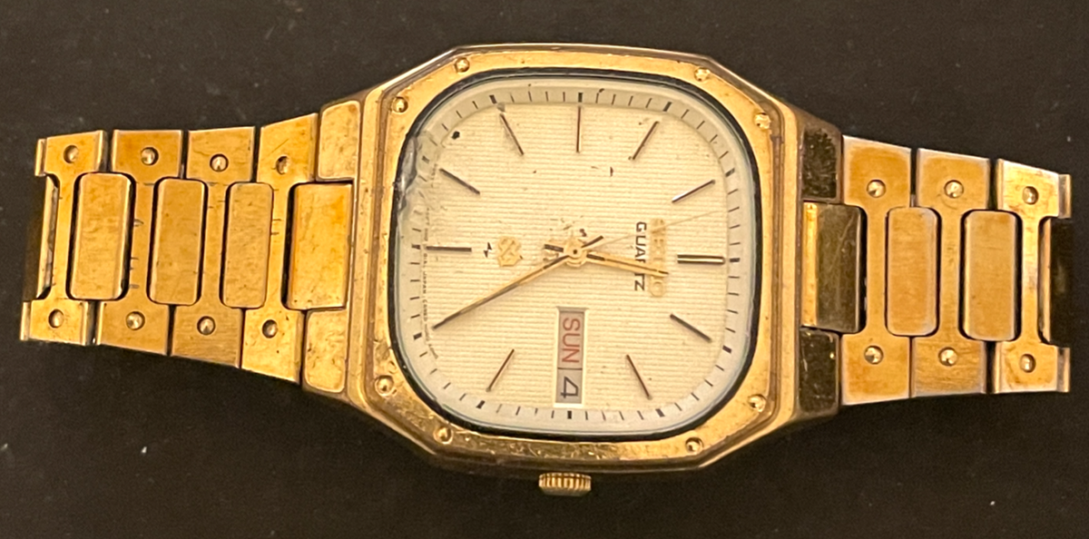 〇Nc左1045 昭和レトロ SEIKO QUARTZ DM303E オレンジ WTS] Vintage Seiko Quartz QZ - 0923-8000 – Sunburst Dial