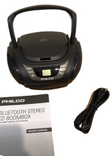 Portable Bluetooth Boombox with CD Player Compatible w MP3/WMA/CD-R/CD-RW NEW