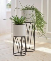 ÜBertopf Pflanztopf Blumentopf 2Er Set BlumenküBel In Creme + Metall Gestell
