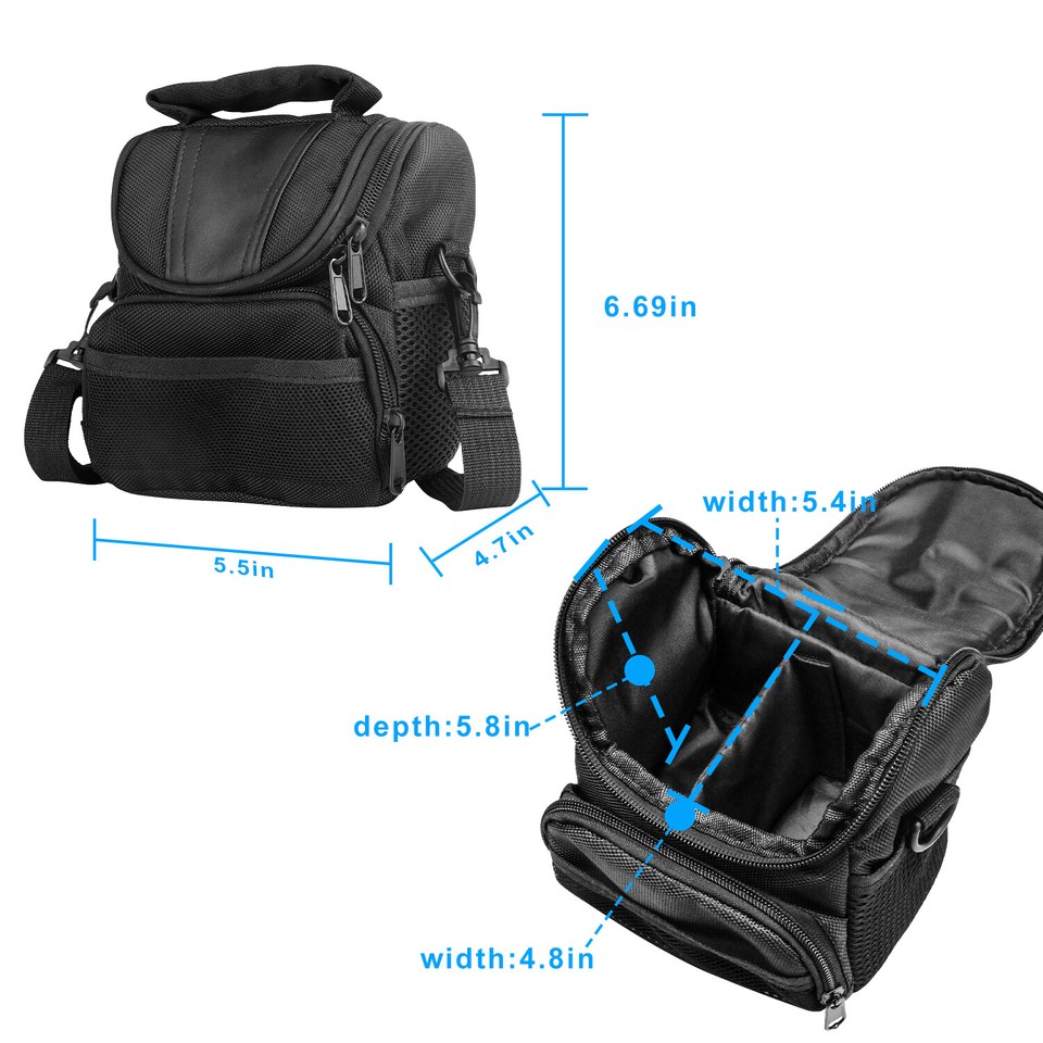 Borsa Tracolla Protettiva Per Fotocamera In Nylon Nero - Custodia Con Cerniera Per DSLR