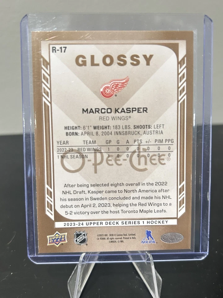 2023-24 Upper Deck Series 1 O-Pee-Chee Glossy Gold Marco Kasper #R-17 Rookie RC - Image 2 of 2