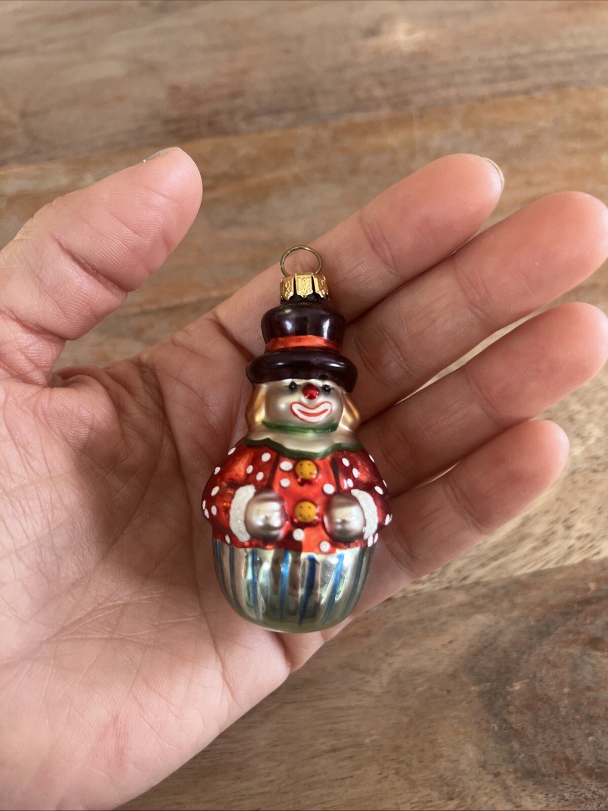 Vintage Dept 56 Blown Glass Clown Christmas Ornament Sm Hand Painted 2.5