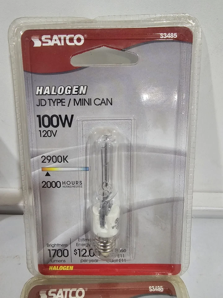 6 Satco S3485 120V UV protection E11 Mini Candelabra Base 100W JD Type Bulb - Image 2 of 3