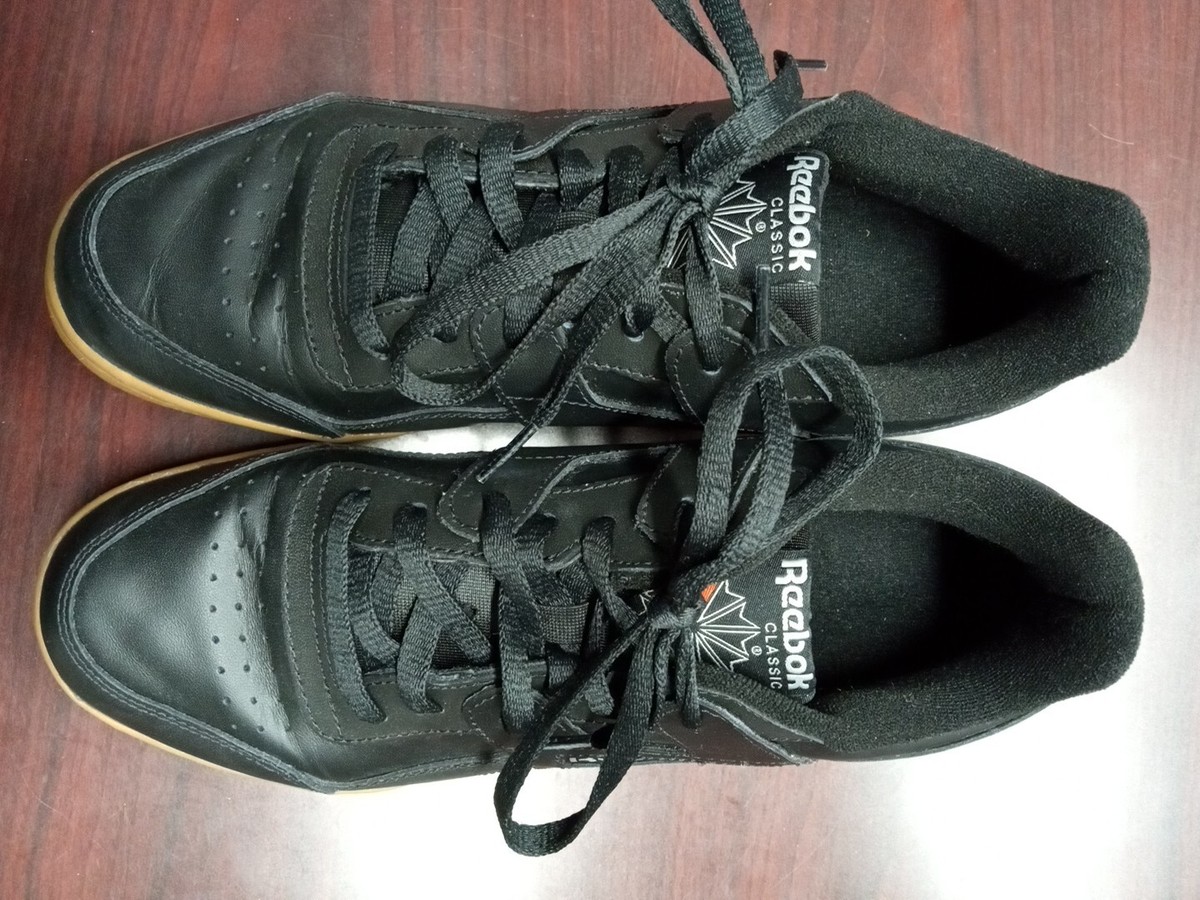 Reebok Classic Men's Size 9.5 Athletic Black Leather Shoes 059503
