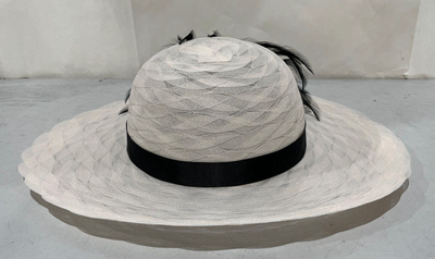 Kate Landry White Hat Black Feathers w/Hat Box Vintage | eBay display picture 1
