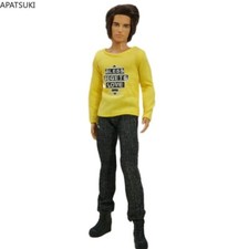 1/6 Doll Clothes For 12" Boy Doll Outfits Yellow Alphabet T-shirt Trousers Pants