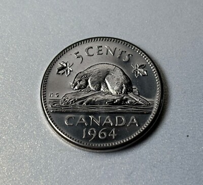 Error 1964 Canada 5 Cent Nickel Dot in G of KG Extra Metal Error