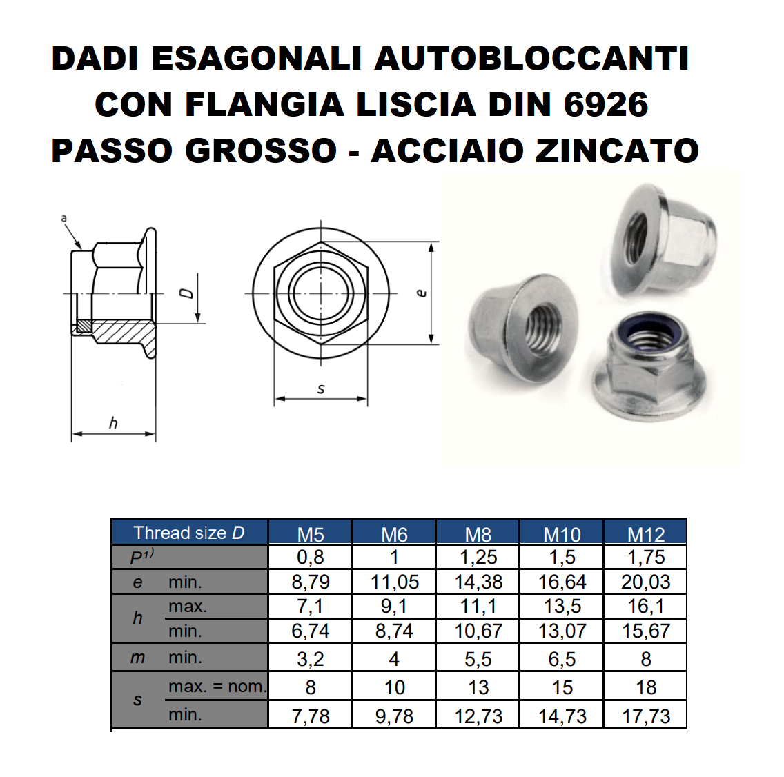 Set 128 Dadi Autobloccanti DIN 985 - 8 Misure Da M2.5 A M12