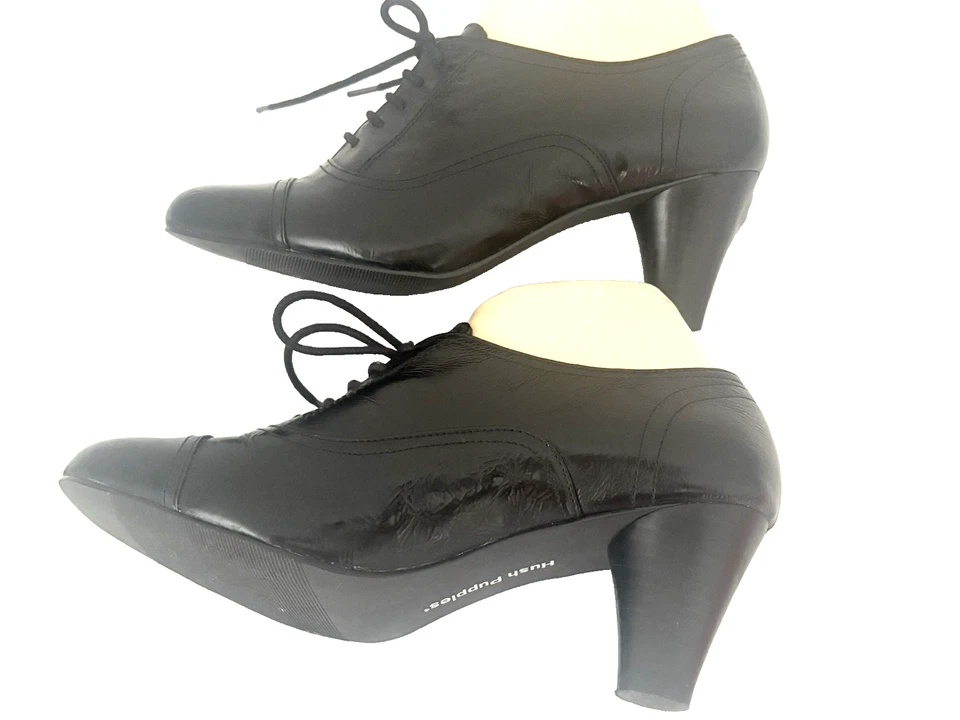 hush puppies Black Low Ankle ,lace up Shoes/pumps Heel Size 39.office work wear - image 3 of 4