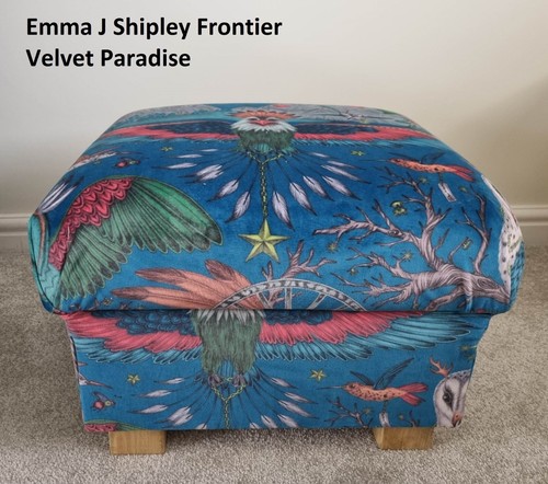 Storage Footstool in Emma J Shipley Fabric Lemur Navy Silverback Velvet Amazon - Picture 32 of 116