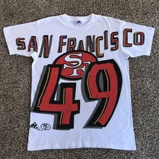 Vintage RARE 1993 San Francisco 49ers All Over Print T-Shirt Mens L Apex One NFL