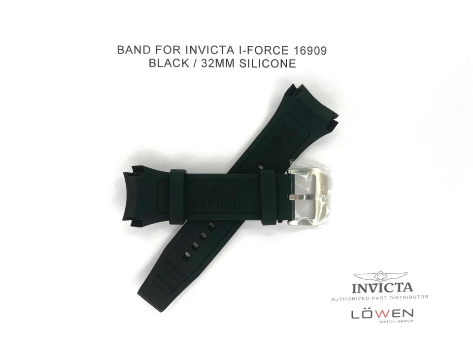 Auténtica correa de reloj Invicta I-Force 16909 de silicona negra 32 mm Foto 2 de 3