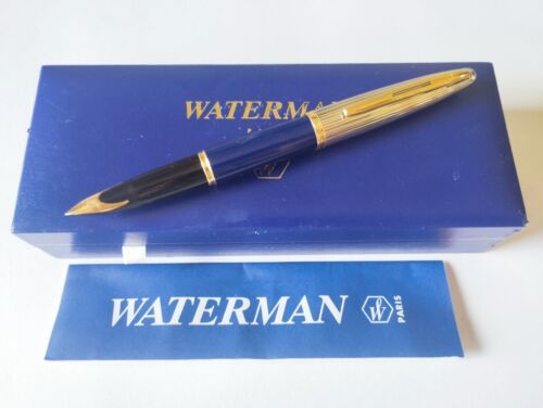 Waterman Carene Deluxe Blue Lacquer Silver Fountain Pen 18k Gold Nib F Pen - Picture 1 of 19