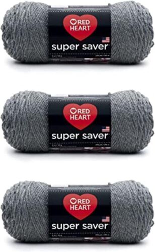 Red Heart Super Saver Gray Heather Yarn - 3 Pack of 3 pack,