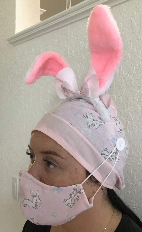 Scrub Cap W/Mask & Bunny Ears Set - Image 2 of 4