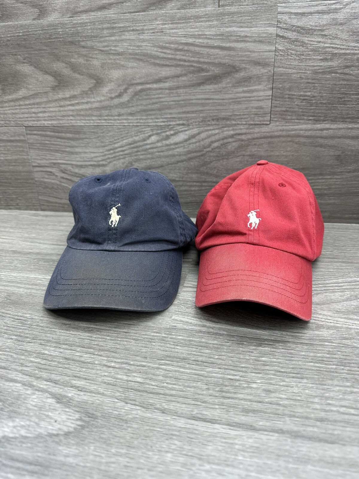 Lotto di 2 cappelli con berretto strapback polo vintage Ralph Lauren blu e rosso pony