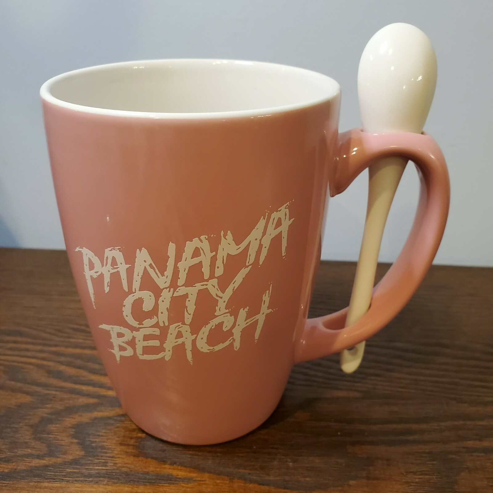 Pink Panama City Mug Souvenir Coffee Tea Cup Ceramic Spoon in Handle M Ware 