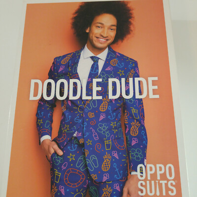 Opposuits Doodle Dude Men's Party Costume Suit Size 42 Three Piece New In Box
