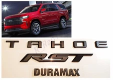 3PCS KIT Matte Black Rear Tahoe Duramax RST Emblem Letters Fit For 2021+ Tahoe