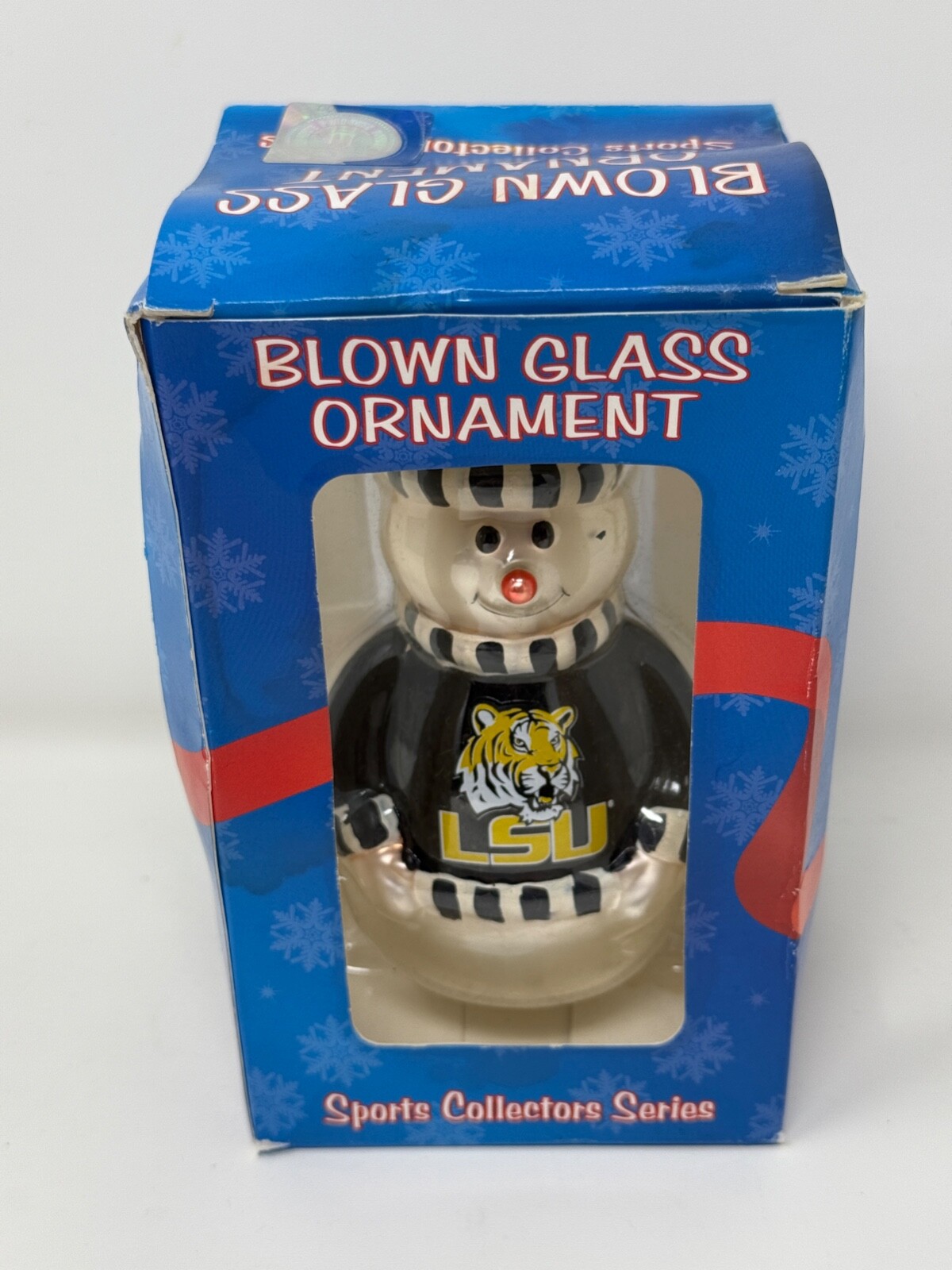 LSU Tigers NCAA Football Blown Glass Snowman Ornament by Topperscot