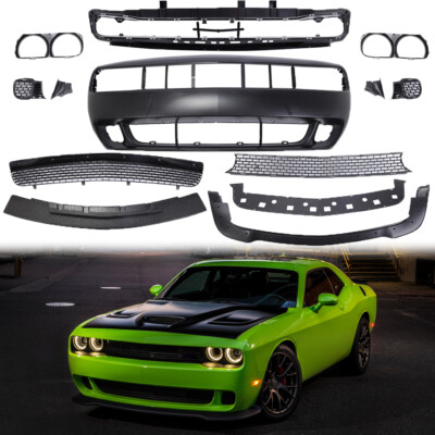 Front Bumper Kit Fit for 2015-2023 Dodge Challenger Hellcat Style w/Grille Lip