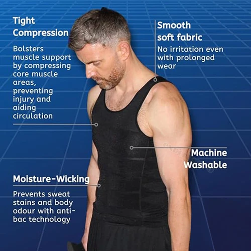 Camiseta sin mangas Sculptcore modeladora corporal para hombre camisa modeladora de compresión faja adelgazante - Imagen 3 de 19