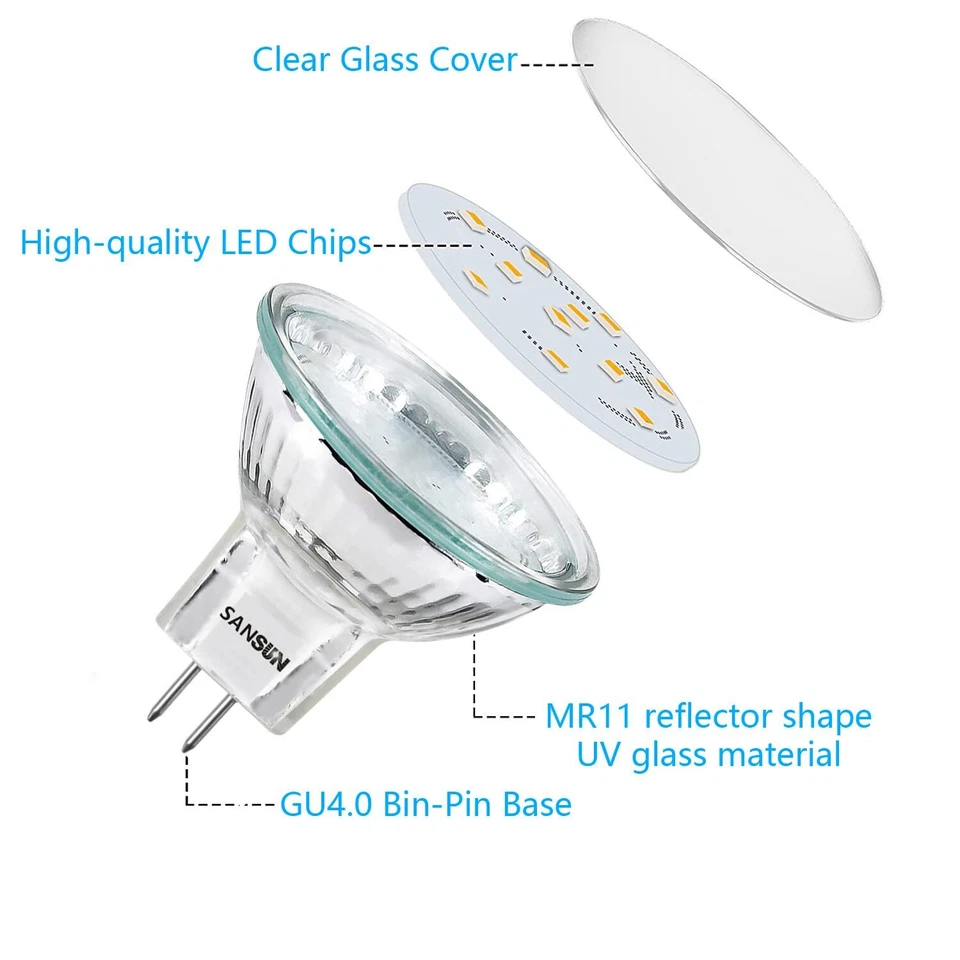 3W MR11 LED Landscape Light Bulbs Low Voltage 12V 20W Halogen for Outdoor Lan... - Image 4 of 4