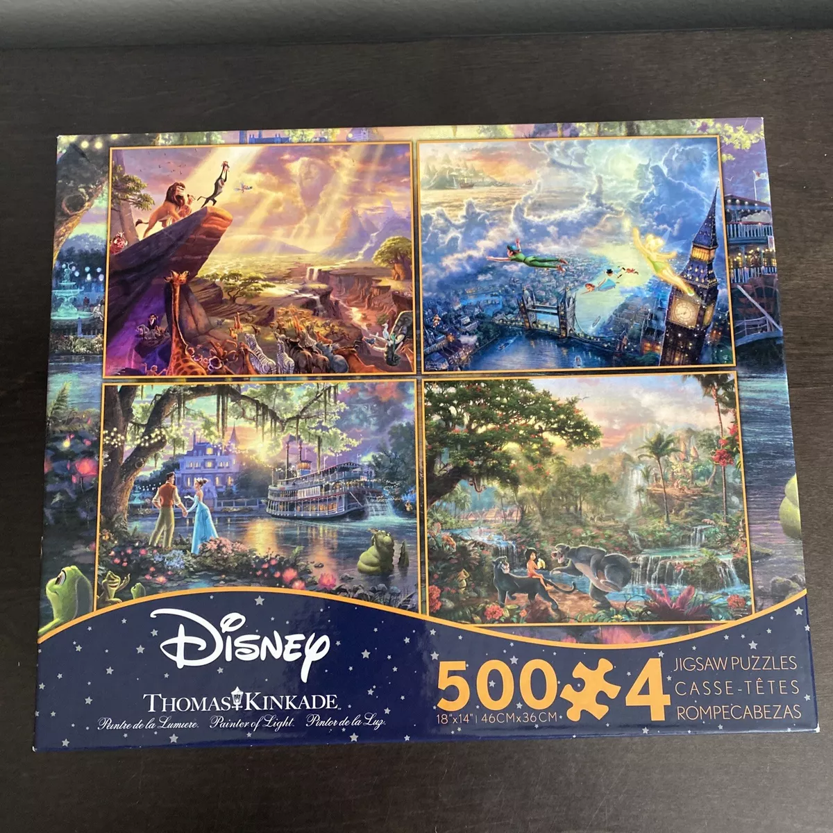 Rare Thomas Kinkade Disney Dream 4 - 1 Puzzle 500 piece Lion King Pan  Jungle NEW 885653878936