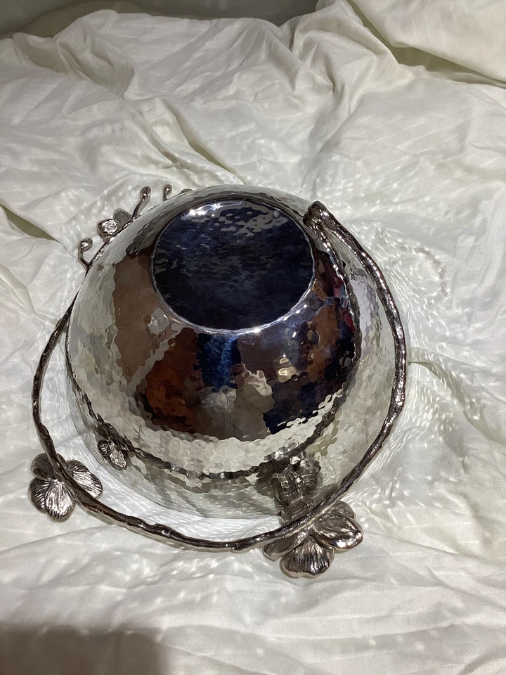 "Cuenco decorativo Michael Aram 9"" orquídea blanca de acero inoxidable" Foto 3 de 4