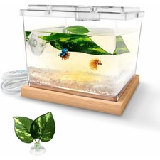 360  Panoramic Mini Aquarium Starter Kit W/ LED Light Base Stackable Fish Tank