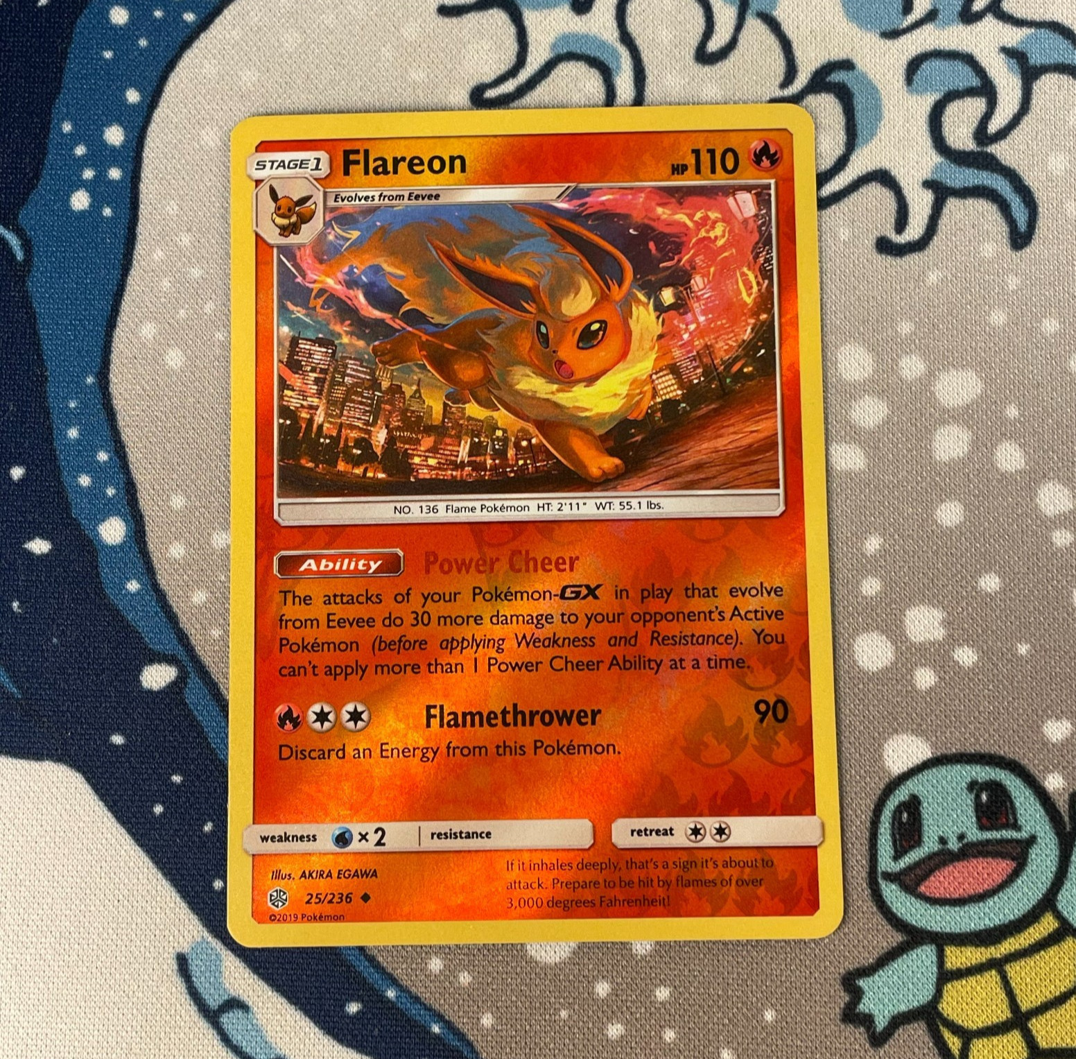 Flareon 25/236 Reverse Holo Sun & Moon Cosmic Eclipse Pokemon Card 2019 NM