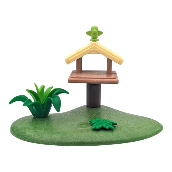 Playmobil base verde casa pájaros flores granja medieval bosque suelto
