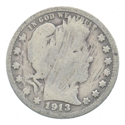 BETTER 1913-D Liberty Barber 90% Silver US Quarter *102